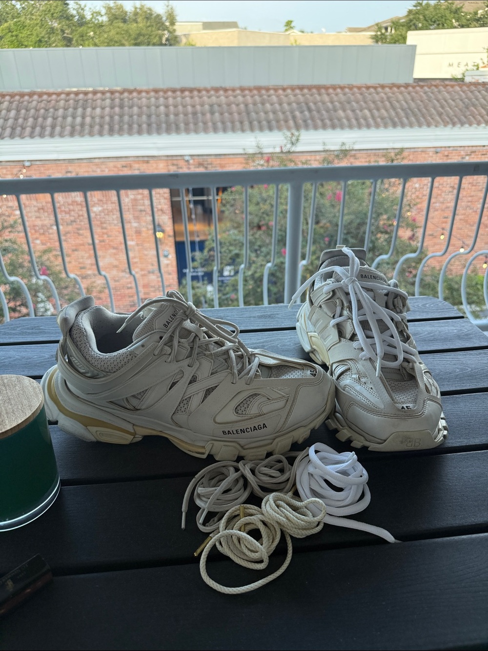 Balenciaga 100% Authentic Track Sneakers in Off-White and Cream.